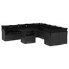 vidaXL 11 pcs conjunto sof&aacute;s de jardim c/ almofad&otilde;es vime PE preto