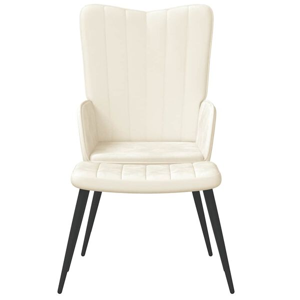 vidaXL Cadeira de descanso com banco veludo branco nata