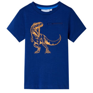vidaXL T-shirt para crian&ccedil;a com mangas curtas azul-escuro 104