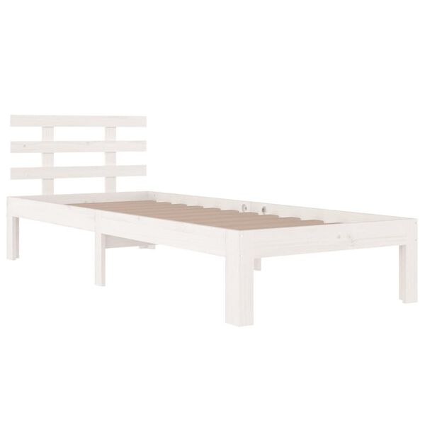 vidaXL Estrutura cama pequena solteiro 75x190 cm madeira maci&ccedil;a branco