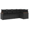 vidaXL 5 pcs conjunto sof&aacute;s de jardim com almofad&otilde;es vime PE preto