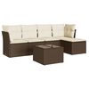 vidaXL 6 pcs conjunto de sof&aacute;s jardim c/ almofad&otilde;es vime PE castanho