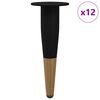 vidaXL P&eacute;s de M&oacute;veis 12 unid. Preto e Ouro &Oslash; 40 x 98 mm Ferro