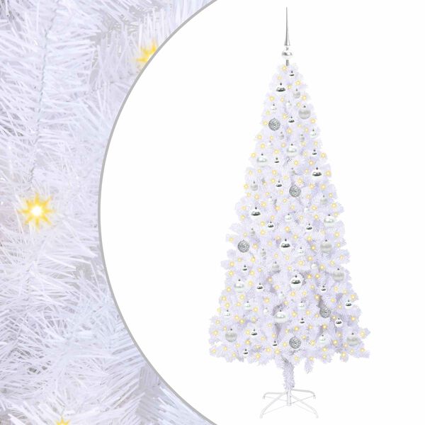 vidaXL &Aacute;rvore de Natal Artificial com 300 LEDs Branco 180 cm PVC e A&ccedil;o