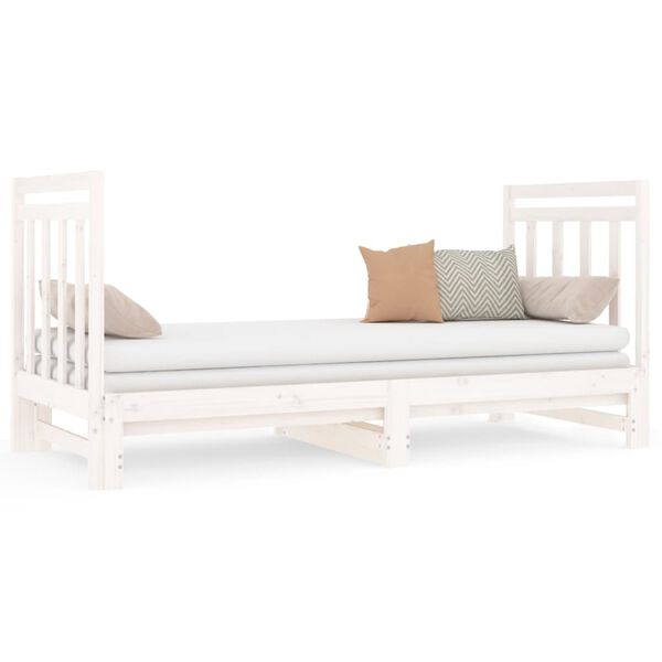 vidaXL Estrutura sof&aacute;-cama de puxar 2x(90x190) cm pinho maci&ccedil;o branco