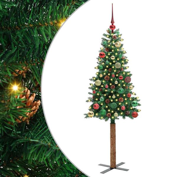 vidaXL &Aacute;rvore de Natal Slim com 150 LEDs com suporte Verde 150 cm