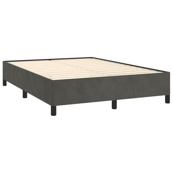 vidaXL Estrutura de cama sem colch&atilde;o 140x190 cm veludo cinzento-escuro