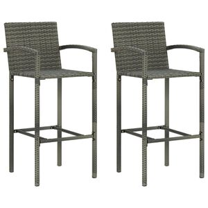 vidaXL Bancos de bar 2 pcs vime PE cinzento