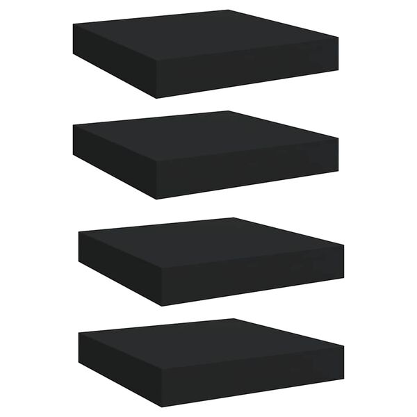 vidaXL Prateleiras de parede suspensas 4 pcs 23x23,5x3,8cm MDF preto