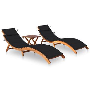 vidaXL Espregui&ccedil;adeiras com mesa e almofad&otilde;es 2 pcs ac&aacute;cia maci&ccedil;a