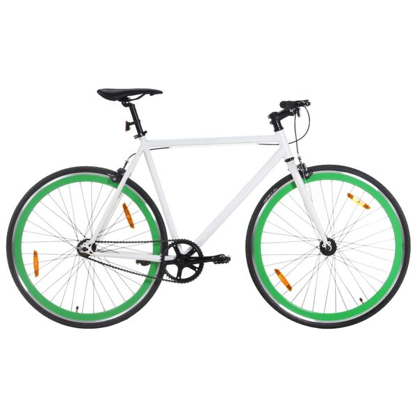 vidaXL Bicicleta de mudan&ccedil;as fixas 700c 59 cm branco e verde