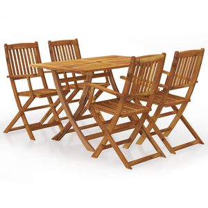 vidaXL 5 pcs conjunto dobr&aacute;vel de jantar p/ jardim ac&aacute;cia maci&ccedil;a