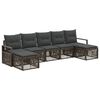 vidaXL Conjunto de Sof&aacute; de Jardim 7 unid. Cinzento vime PE