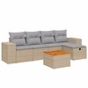 vidaXL 6 pcs conj. sof&aacute;s jardim c/ almofad&otilde;es vime PE bege misturado