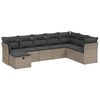 vidaXL 8 pcs conjunto sof&aacute;s de jardim c/ almofad&otilde;es vime PE cinzento