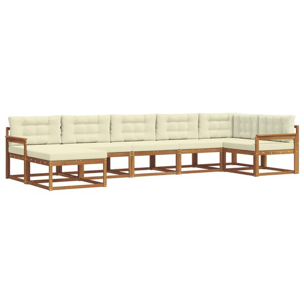 vidaXL Conjunto de Sof&aacute;s para Exterior 7 pcs Natural e Creme