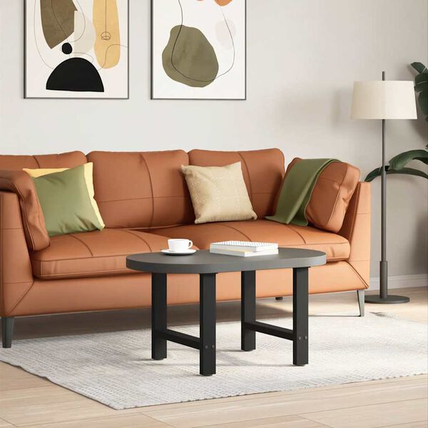 vidaXL Pés para mesa de centro pretos 2 peças 50x(42-43) cm aço