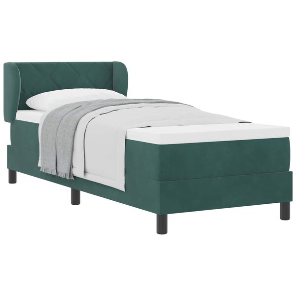 vidaXL Cama Box com colch&atilde;o Verde-escuro 80 x 200 cm Veludo
