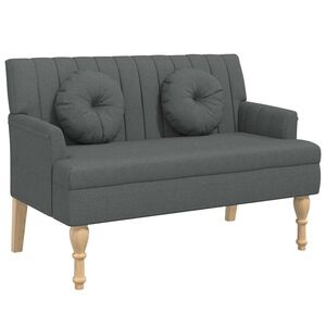 vidaXL Banco c/ almofad&otilde;es 113x64,5x75,5 cm tecido cinzento-escuro