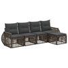 vidaXL Conjunto de Sof&aacute; de Jardim 5 unid. Cinza e Cinza Escuro vime PE