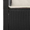 vidaXL Sofá de jardim 3 lugares com almofadões vime PE preto