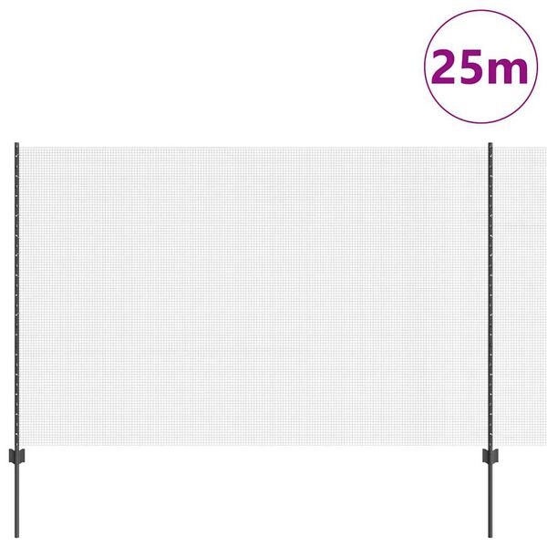 vidaXL Cerca com Poste Cinzeto 1,6 x 25 m A&ccedil;o e PVC