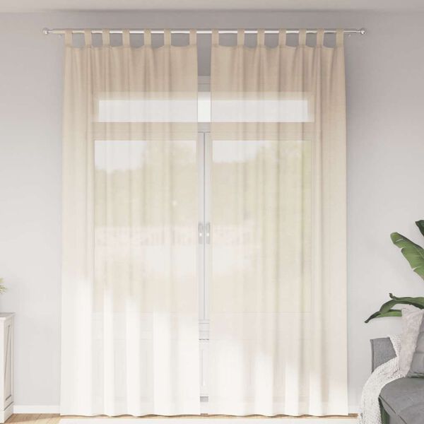 vidaXL Cortinas de voile com aba 2 pcs creme