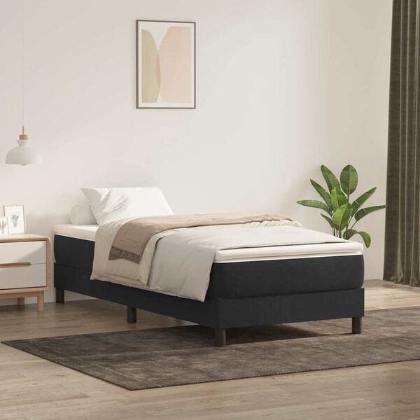 vidaXL Cama com molas sem colch&atilde;o 90x220 cm veludo preto