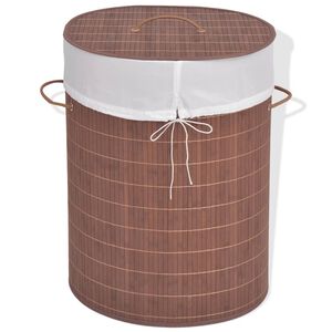 vidaXL Cesto oval para roupa suja bambu castanho