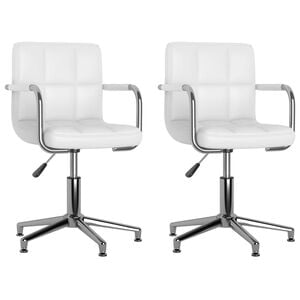 vidaXL Cadeiras de jantar girat&oacute;rias 2 pcs couro artificial branco