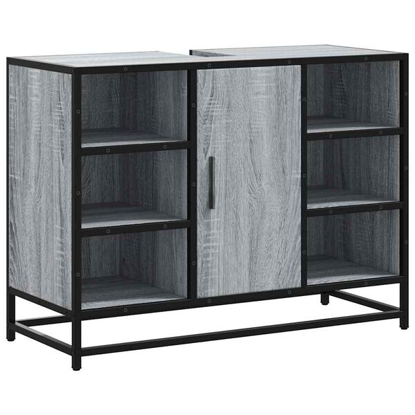 vidaXL Arm&aacute;rio p/ lavat&oacute;rio WC 80x33x60 cm deriv.madeira cinza sonoma