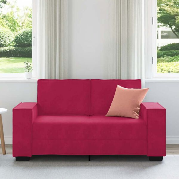 vidaXL Sof&aacute; de 2 lugares veludo 160x78x84 cm vermelho tinto