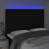 vidaXL Cabeceira cama c/ LED tecido 144x5x118/128 cm preto