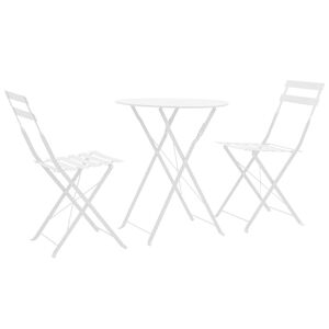 vidaXL 3 pcs conjunto bistr&ocirc; em a&ccedil;o branco