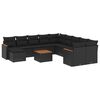 vidaXL 12 pcs conjunto de sofás de jardim c/ almofadões vime PE preto