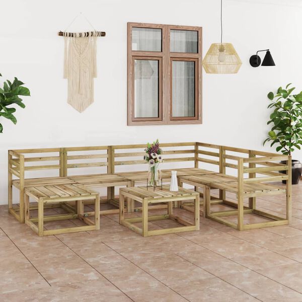 vidaXL 8 pcs conjunto lounge de jardim pinho impregnado verde