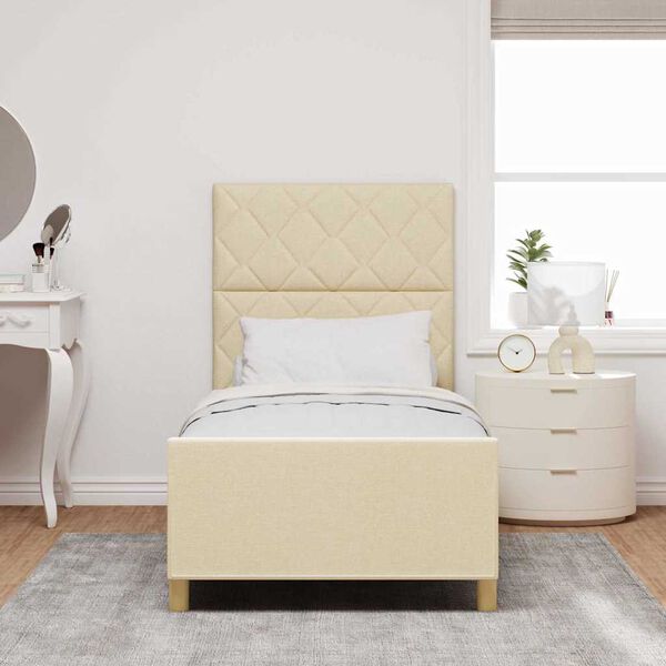 vidaXL Estrutura da Cama com cabeceira Creme 90 x 190 cm tecido
