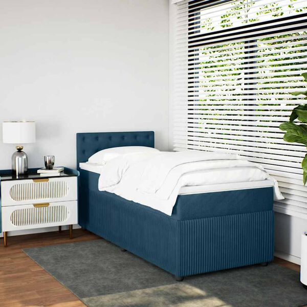 vidaXL Cama boxspring com colch&atilde;o 90x200 cm veludo azul