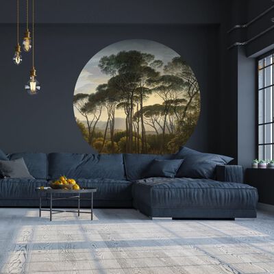 WallArt Papel de parede circular "Umbrella Pines in Italy" 142,5 cm