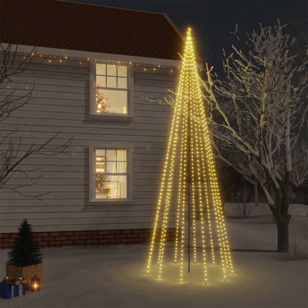 vidaXL &Aacute;rvore de Natal com espig&atilde;o 732 luzes LED 500 cm branco quente