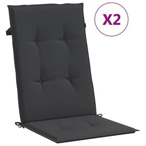 vidaXL Almofad&otilde;es para cadeiras altas de jardim 2 pcs tecido preto