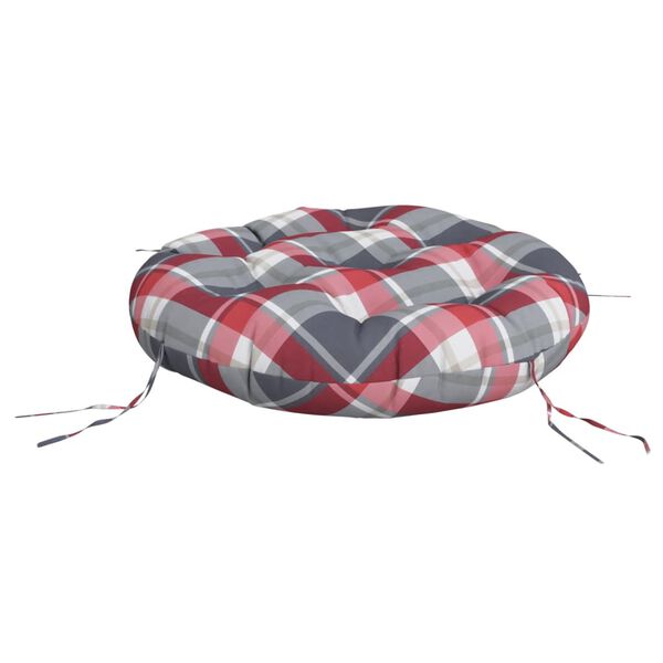 vidaXL Almofad&atilde;o redondo &Oslash; 60 x11 cm tecido oxford xadrez vermelho