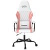 vidaXL Cadeira gaming massagens couro artificial branco e rosa