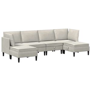 vidaXL Conjunto de M&oacute;veis para Sala de Estar 6 unid. Creme Veludo