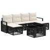 vidaXL Conjunto de Sof&aacute; de Jardim 7 unid. Preto e Branco Creme vime PE