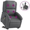 vidaXL Poltrona massagens reclin&aacute;vel elevat&oacute;ria couro artif. cinzento