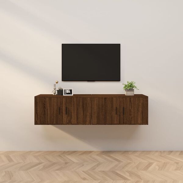 vidaXL M&oacute;veis de TV de parede 2 pcs 80x34,5x40 cm carvalho castanho