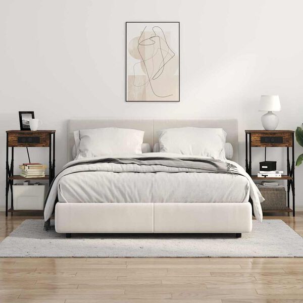 vidaXL Arm&aacute;rio de Cabeceira Carvalho Defumado 41 x 31 x 76 cm