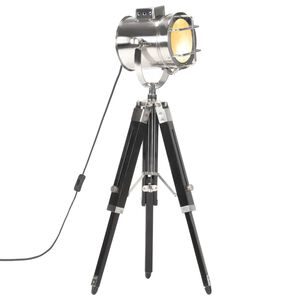 vidaXL Candeeiro de ch&atilde;o trip&eacute; 69 cm madeira mangueira maci&ccedil;a preto