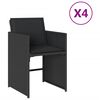 vidaXL Cadeiras de jardim com almofad&otilde;es 4 pcs vime PE preto